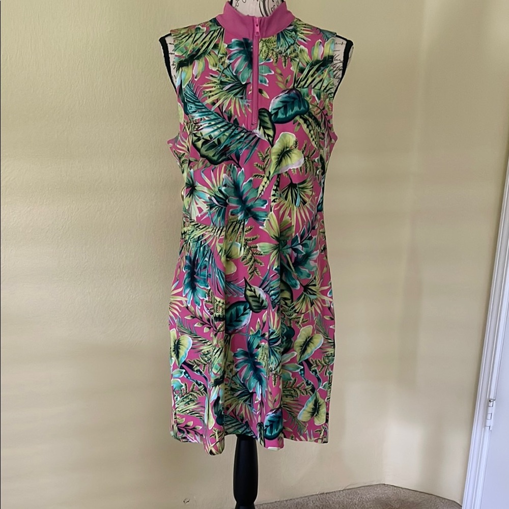 Tommy Bahama Sleeveless Golf Dress – Tropical Print, Size Large